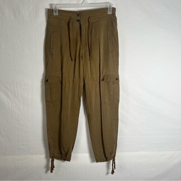 Sundance Iva Green Drawstring Cropped Cargo Pants | Size 6 - Picture 1 of 11